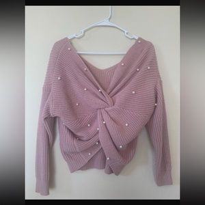 Pearl beading twist infinity sweater